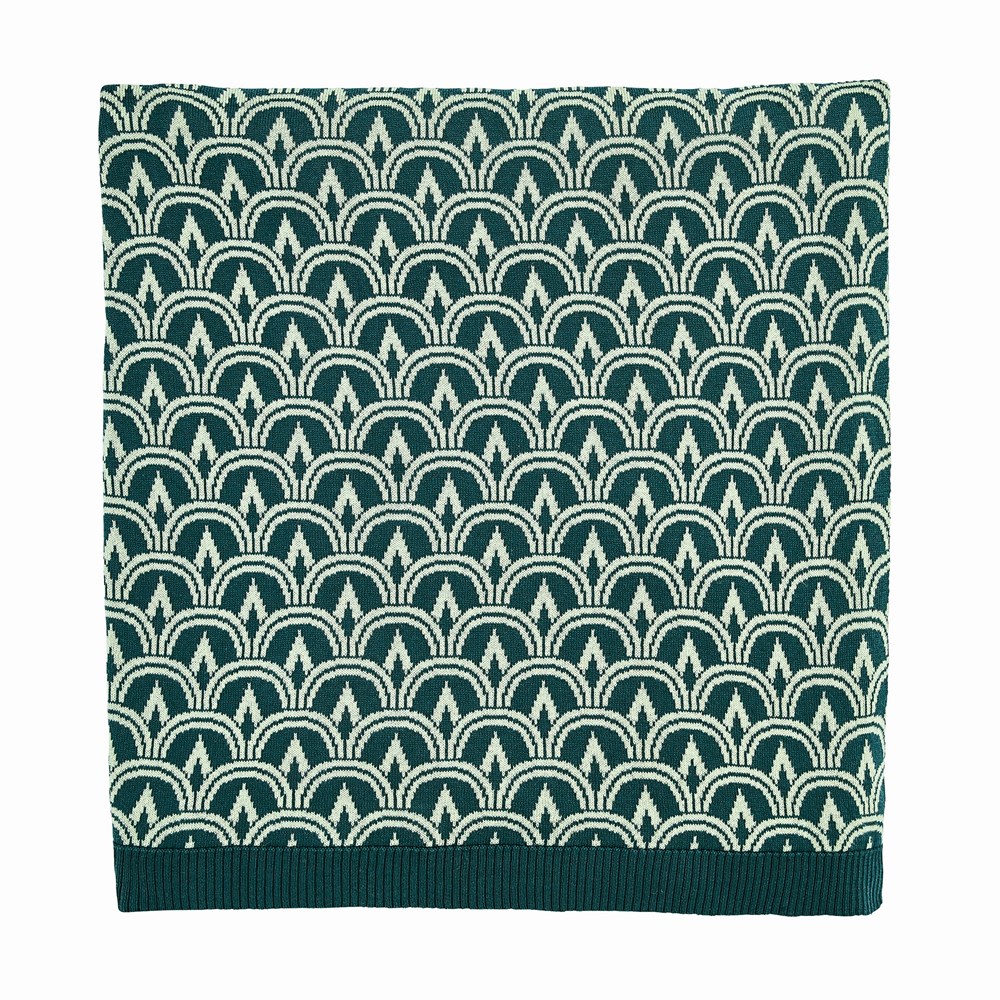 Wave Geo Knitted Throw by Ted Baker in Sage Basil Green